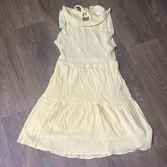 Sweet Wanderer Dresses & Skirts - Sweet Wanderer Womens Yellow Textured Stretch Tiered Ruffle A-Line Dress‎ Medium